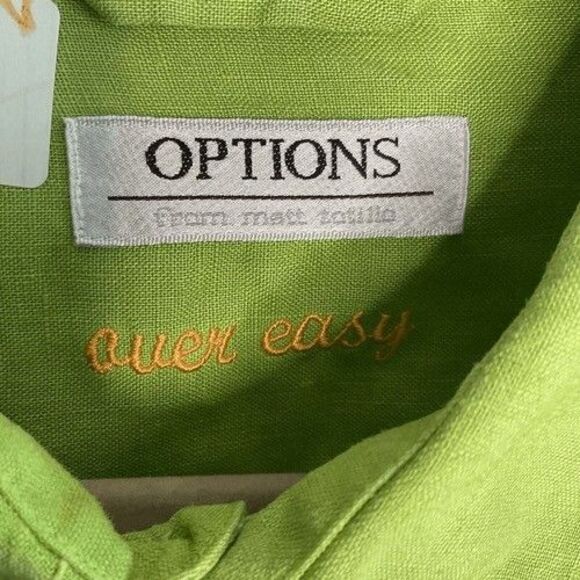 NWOT Options Green 100% Linen Long Sleeve Button Up Shirt Men Size Large 16-16.5 - Picture 3 of 10